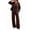 Brown #4, variant on Evdexr Lounge Sets Womens 2 Piece Henley Long Sleeve Shirts & Pants Outfits Fall Winter Vacation Casual Sets Baggy Solid Tracksuits with Pocket S