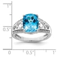 thumbnail image 4 of Auriga 925 Sterling Silver Rhodium Blue Topaz & Diamond Ring for Women Size- 7, 4 of 5