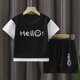 thumbnail image 1 of Children's Summer Little Waffle Shorts Set, Short Sleeve Clothes for Big Boys Casual Outerwear for Boys and Girls, Two Piece Set qym unisex, 1 of 2