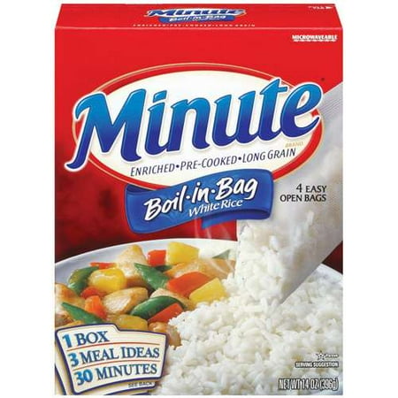 Minute: White Enriched Pre-Cooked Long Grain Boil-In-Bag 4 Ct Rice, 14 Oz