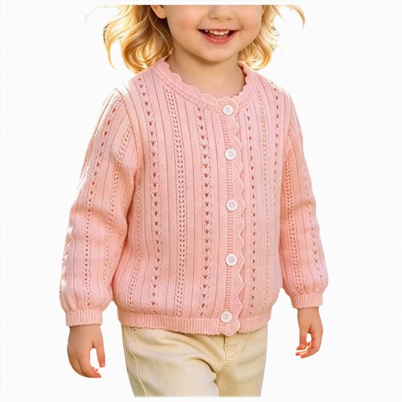 Gubotare Toddler Girl Cardigan Sweater Infant Baby Girl Boy Cardigan Long Sleeve Button Knit Sweater Knitwear Toddler Fall Winter Clothes 1T 2T (Pink,1-2 Years)