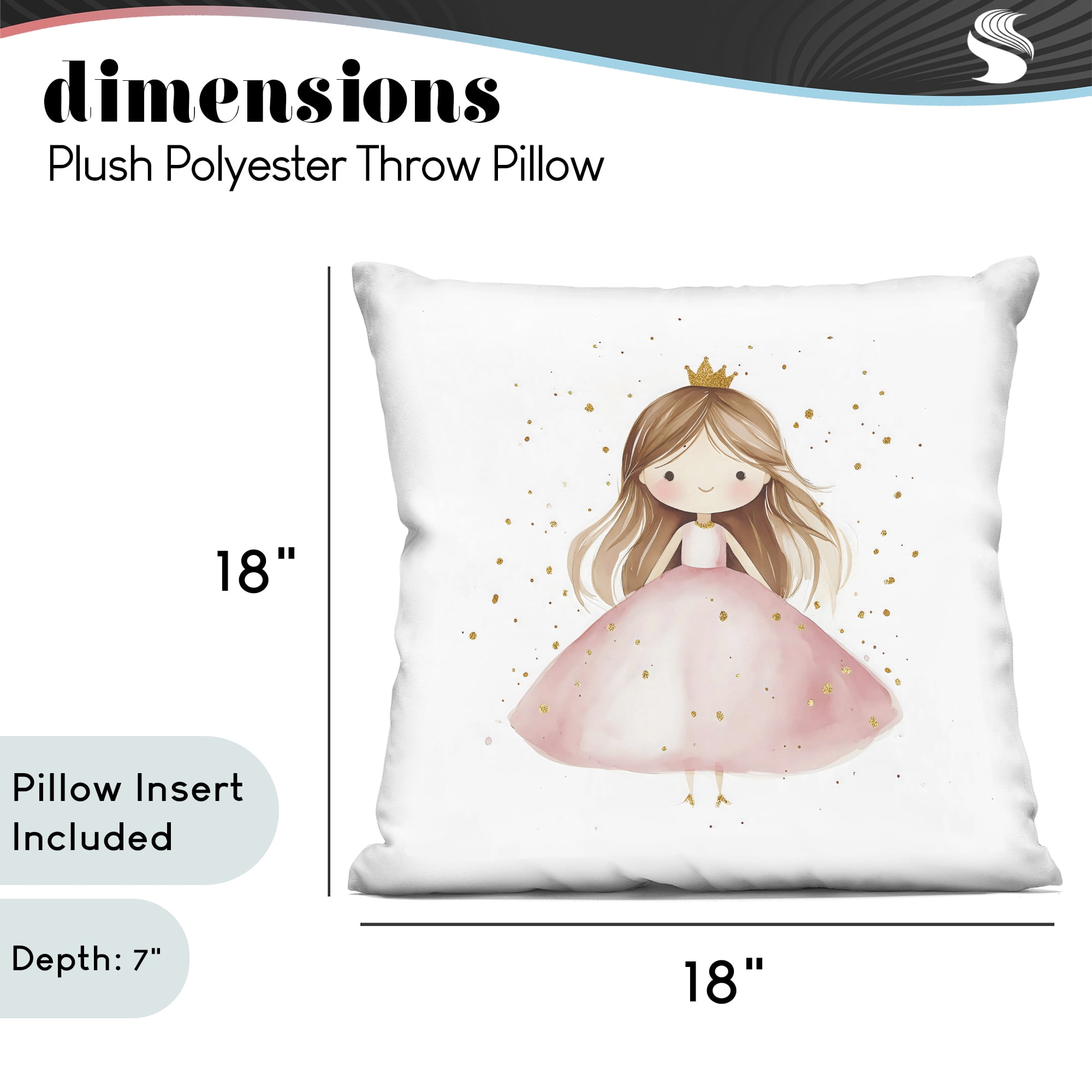 Stupell Industries Little Princess with Pink Gown Decorative Printed Throw Pillow, design by Creative Studio, 18 x 7 x 18