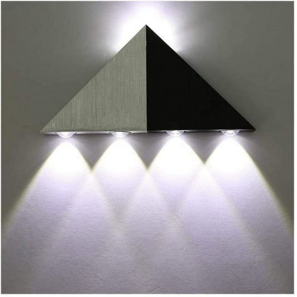 Aplique de pared triangular LED para interiores de 5 W, diseño moderno original, lámpara decorativa de aluminio para dormitorio, pasillo y salón, blanco frío.
