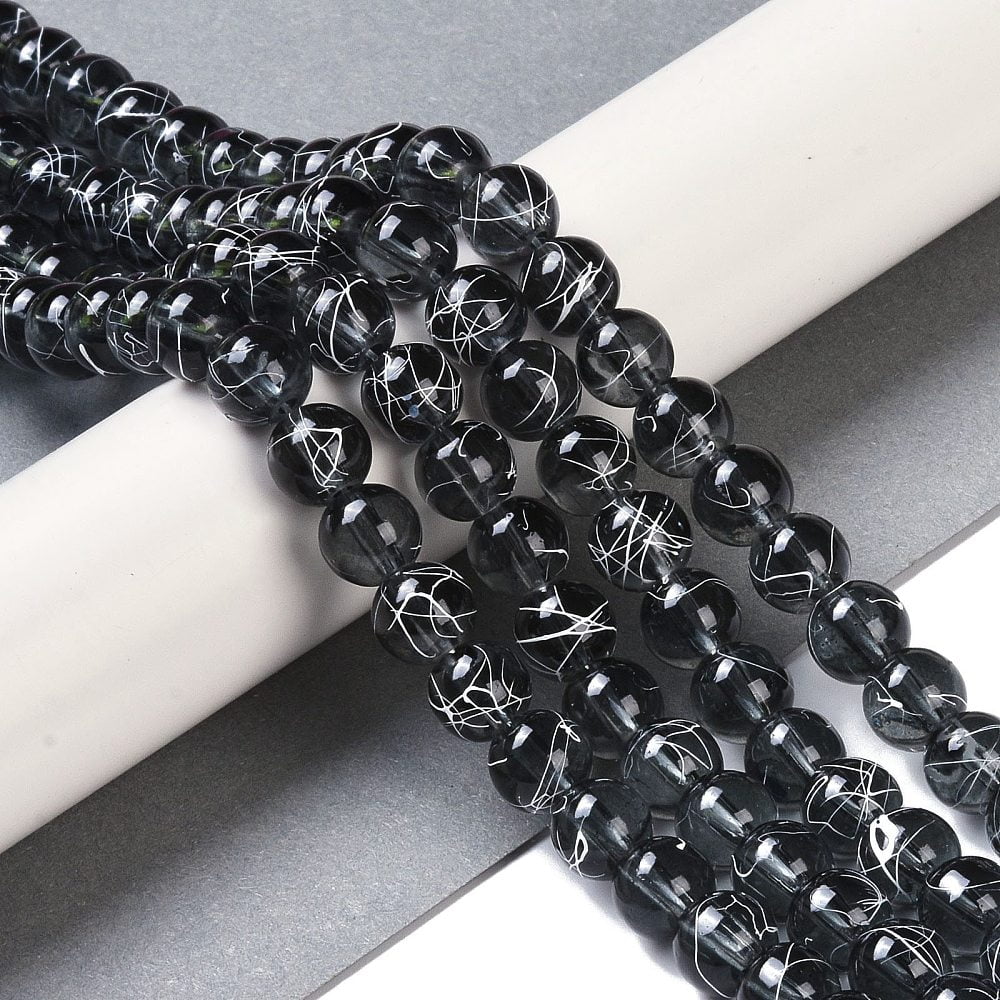 Drawbench Transparent Glass Beads Strands Spray Painted Round Gray 8mm Hole: 1.3~1.6mm 31.4 inch