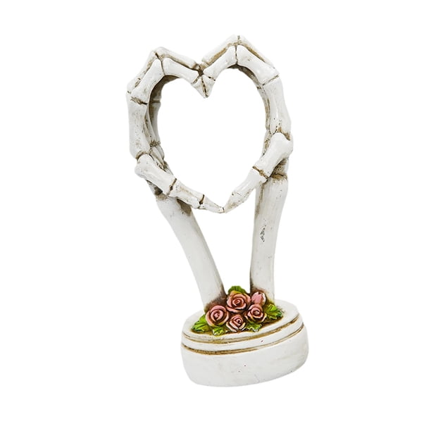 Escultura de manos de corazón de Halloween Decoración de Halloween Hueso de mano moderno abstracto Blanco