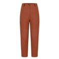 thumbnail image 4 of Olyvenn Women's Summer Linen Pants Casual Dressy High Waisted Capris with Pockets Lightweight Comfy Beach Vacation Work Pant Orange S, 4 of 6