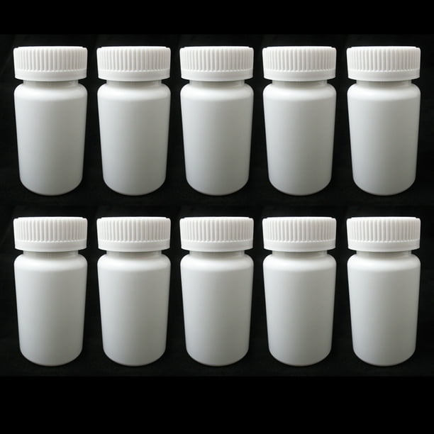 10 Pill Bottle Storage Container Pet Tin Vial White 100Ml Screw Cap Jar