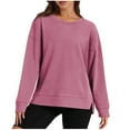 thumbnail image 2 of Aloohaidyvio Sweatshirts for Women,Womens Oversized Sweatshirts Casual Crewneck Long Sleeve Tops Comfy Solid Color Shirts, 2 of 6