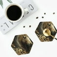 thumbnail image 4 of Gaeub Palatial Gold Pattern Horse Print 4 Pcs Leather Coasters for Drinks ,Drink Coasters Sets,Drink Table Cup Coasters for Living Room Kitchen Coffee Decor-Hexagon, 4 of 6
