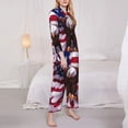 thumbnail image 3 of Salouo USA Eagle with Spread Wings Pattern Women's Pajamas Set Long Sleeve Button Down Sleepwear Soft Pj Lounge Sets for women 2 Piece Pjs Set with Long Pants-X-Large, 3 of 7