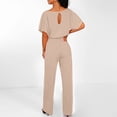 thumbnail image 5 of Leesechin Pants for Women Short Sleeve Playsuit Clubwear Straight Leg Jumpsuit with Belt, 5 of 6