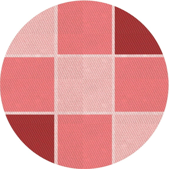 Ahgly Company Indoor Round Patterned Pastel Pink Area Rugs, 6' Round