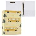 thumbnail image 3 of WOBOGO Yellow Kindergarten School Bus Pattern File Folders Extra Large Capacity to Hold 200 Sheets of Documents Hard Shell Ring Binder for School Home Office, 3 of 10