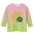 thumbnail image 3 of BLVB Boy Girl St Patricks Day T-Shirts Toddler Shamrock Clover Green 3/4 Sleeve Crewneck Tee Tops for Kids 3-13 Years, 3 of 4