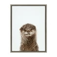 thumbnail image 3 of Kate and Laurel Sylvie Animal Studio Otter Framed Canvas Wall Art by Amy Peterson Art Studio, 18x24 Gray, Modern Animal Portrait Art for Wall, 3 of 7