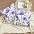 thumbnail image 5 of 2Pcs Purple Floral Throw Pillow Case, Cute Lavender Flower Art Decor Pillow Covers, Bedroom Living Room Cushion Cover for Couch Sofa Bed, 18'''' x 18'''', Purple Floral-2, 5 of 6