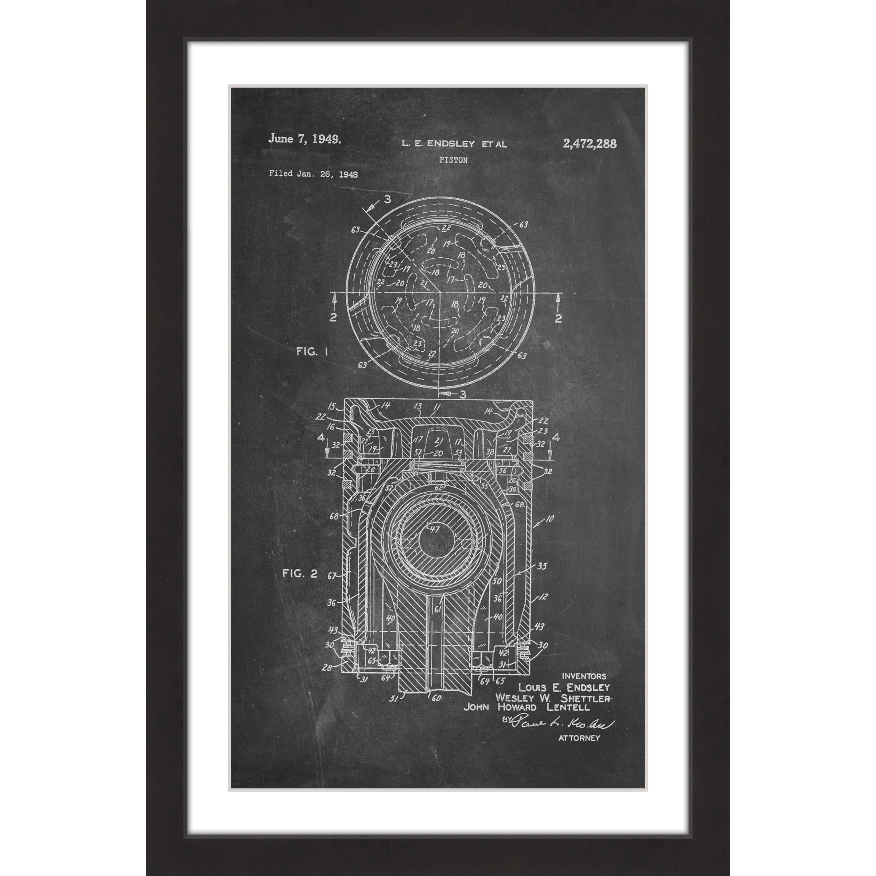 Marmont Hill - "Piston 1949 Chalk" by Steve King Framed Painting Print