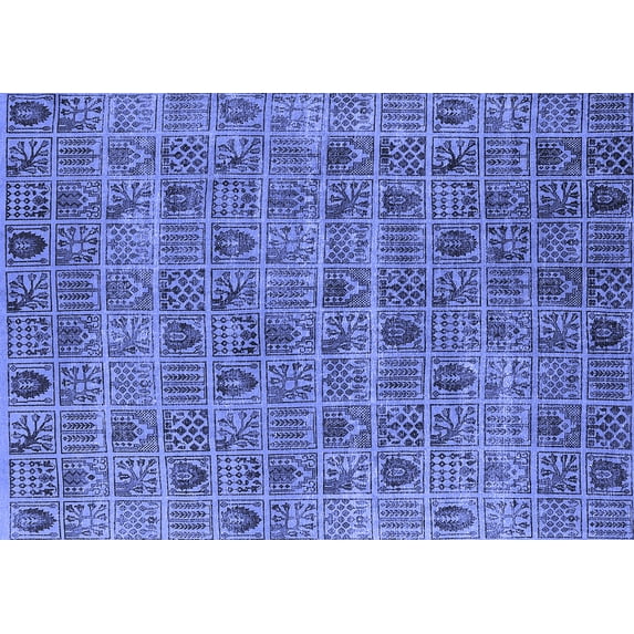 Ahgly Company Machine Washable Indoor Rectangle Oriental Blue Industrial Area Rugs, 4' x 6'
