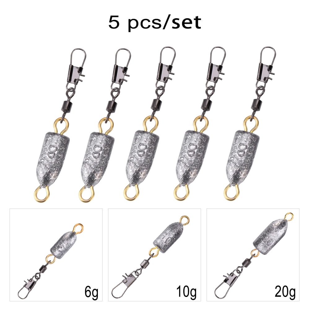 WALFRONT 5 Pcs Lead Sinker Fishing Weights Bullet Lead Sinke Rolling