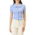 thumbnail image 1 of INSPIRE CHIC Chemisier Vintage pour Femmes Col Poupée Doux à Boutons TP Bleu Violet, 1 of 7