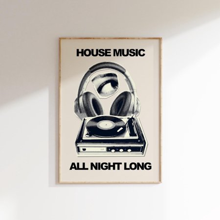 House Music Poster Retro Rave Art Nineties Trance Print Unframed Paper Poster 24x36in