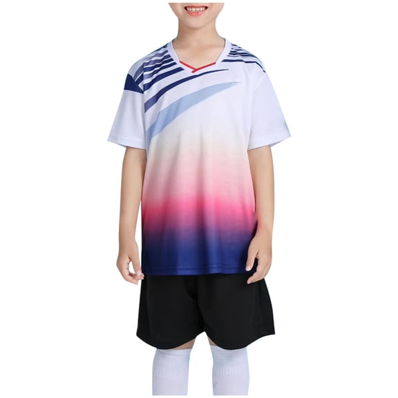 Cethrio Boys Activewear Outfit Sets, 2 Piece Athletic Quick-dry T-shirts and Shorts Sets White Size 7-8