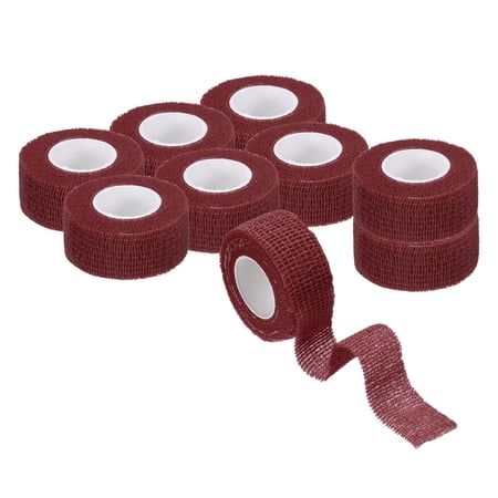 Uxcell Self Adhesive Elastic Bandage Wrap (1 x 5 Yards Dark Red) (9 Roll) Breathable Cohesive Bandage Wrap Rolls Suit for - Sports Sprains Wrists Knees Ankles Thighs Feet Swelling