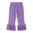 thumbnail image 6 of Admvng Women's Triple Ruffle Hem Capri Pants High Waist Slim Fit Cropped Trousers, 6 of 6