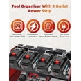 thumbnail image 2 of Power Tool Organizer wtih Charging Station，3 Layers Storage Rack with Screwdriver Rack 6 Drill Holders 8 Outlets Max Load 110lbs，for Workshop Garage Organizers and Storage Tool Battery Holder (red), 2 of 7