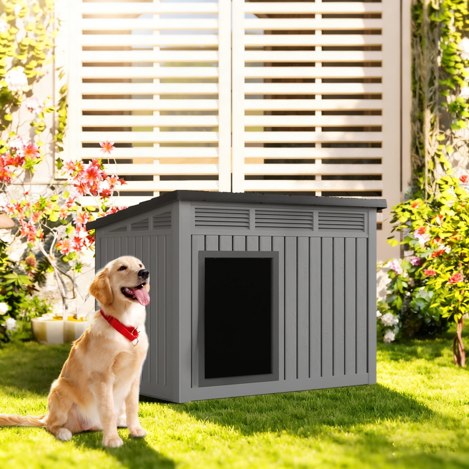 Dog House for Both Indoor and Outdoor with Weatherproof Roof Removable Floors for Medium to Large Dogs Interior Space (Black, Medium(32.2 * 25.12 * 24.13in)