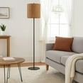 thumbnail image 6 of Plue 63 Inch Floor Lamp, Black Pole w Round Base, Cork Drum Shade, 6 of 7