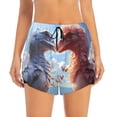 thumbnail image 4 of Lsque Red And White Bird Couple Printed Women's Running Shorts with Liner Pockets,Elastic Quick Dry Workout Athletic Gym Yoga Shorts,Womens High Waist Shorts-XX-Large, 4 of 9