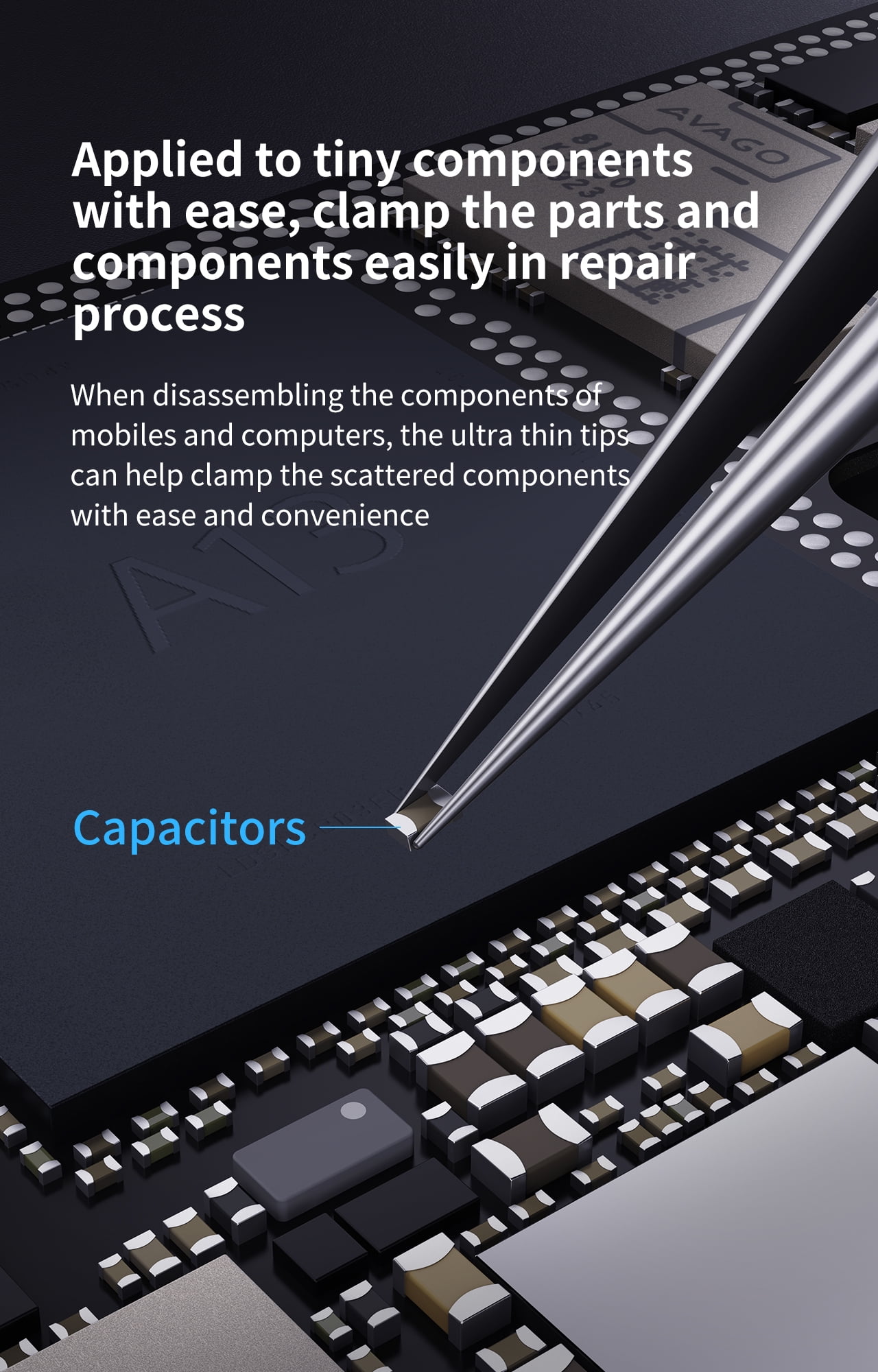 Replacement iNeeZy Handmade Non-Magnetic Stainless Tweezers (Silver - Wide) (Qianli)