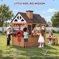thumbnail image 4 of Auarte Outdoor Playhouse for Kids Ages 3+, Wooden Play House with BBQ Grill, Pizza Oven, Pretend Food, Cash Register, Doorbell, Toy Phone, Blackboards, 4 of 11