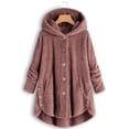 thumbnail image 1 of Sudaderas con capucha para mujer con botones difusos, blusa lisa con abrigo de bolsillo para otoño invierno, 1 of 2