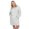 thumbnail image 2 of White Mark Plus Size Hooded Pullover Kangaroo Pocket Fleeced Textured Cozy Sweatshirt Dress, 2 of 5