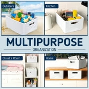 Starplast Collapsible Decorative Plastic Storage Bins, Set of 3, White