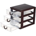 thumbnail image 4 of MasteelfCA Brown 3 Layer Multifunctional Drawer Type Storage Box Plastic Translucent Storage Case Sundries Holder Creative Desktop Organizer Cosmetic Container for Home Office, 4 of 7