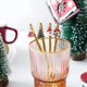 thumbnail image 5 of 6 cucharas navideñas, cucharas plateadas de té de postre de acero navideño con colgantes navideños, campanas para sombrero de alce para árbol de Navidad, embalaje en caja de regalo (dorado), 5 of 5