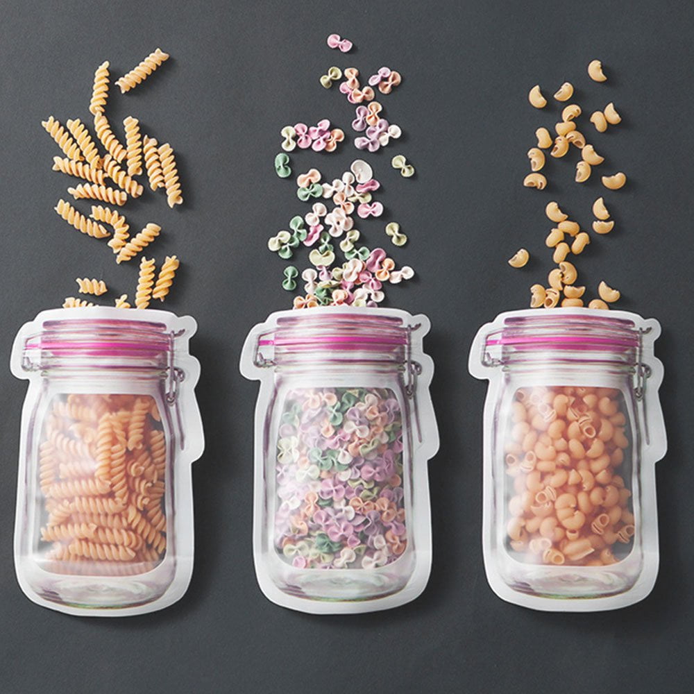 20pcs Mason Jar Bags 3 Size Zip Lock Food Storage Bags Reusable Food Saver Bags for Food Sandwich Baking Biscuits Sweets Snack Bag Walmart