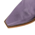 thumbnail image 3 of YDN Women Classic Square Closed Toe Ankle Boots Back Zipper Stacked Low Heel Wide Calf Booties Casual Dressy Shoes Size 13 Purple, 3 of 5