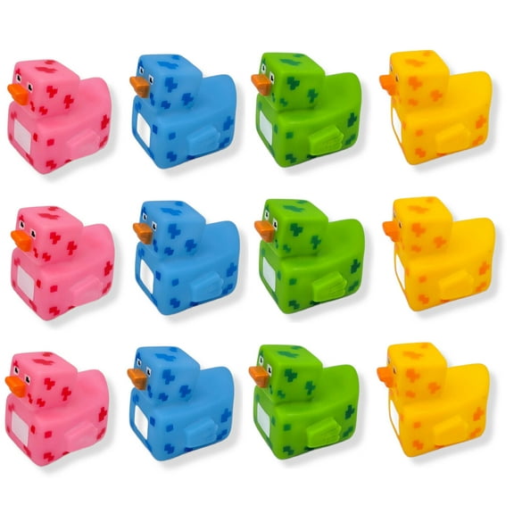 Cool Pixelated Robot Rubber Ducks (2") Standard Size. (12 Pack)