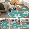 thumbnail image 6 of Starfish Round Living Room Rugs 5 ft, Summer Beach Nautical Ocean Sea Star Marine Life Teal Green Area Rug with Non-Slip Sturdy Edge Binding Round Carpet for Entryway Kitchen Bedroom Bathroom, 6 of 9