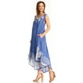 thumbnail image 4 of Sakkas Alexis Embroidered Long Sleeveless Floral Caftan Dress / Cover Up - Denim Blue - One Size, 4 of 5
