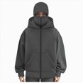thumbnail image 5 of NOLDARES Women's Balaclava Hoodie Full Zipper Jacket Double Hooded Sweatshirt Wind Resistant Athletic Coat(T153-Dark Gray,XL), 5 of 5