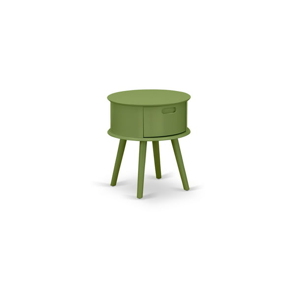 Gordon Round Night Stand End Table With Drawer In Clover Green Finish Walmart Com Walmart Com