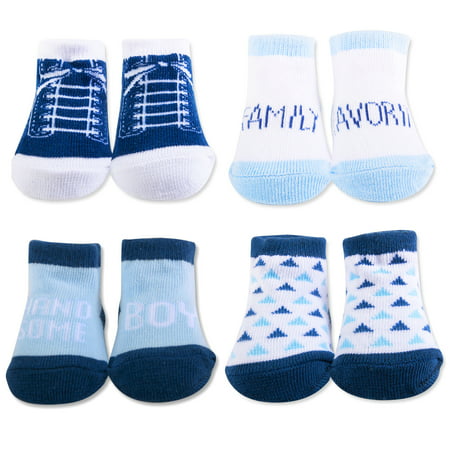 Baby Essentials Baby Gift Box Handsome Boy Family Favorite Shoe Shocks 4 Pairs - Best Baby Socks - Favorite Unique Newborn Cute Baby Shower Gift (Best Shower Shoes For College)