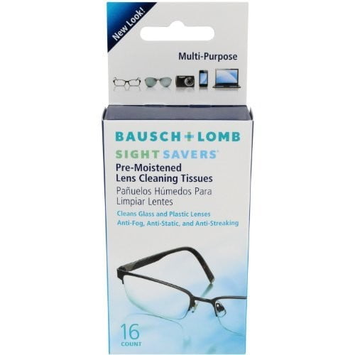 Bausch + Lomb Sight Savers Pre-Moistened Lens Cleaning Tissues, 16 Count