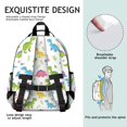 thumbnail image 5 of White Cartoon Dinosaurs Flowers Pattern Cute School Backpack Bag for School with Padded Back and Adjustable Shoulder Straps 15.25"x11.5"x5.25", 5 of 5