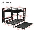 thumbnail image 5 of Multifunctional Metal Twin over Full Bunk Bed with Trundle, Built-in Closet & Folding Desk, Space Saving Design,Easy Assembly,Black, 5 of 10